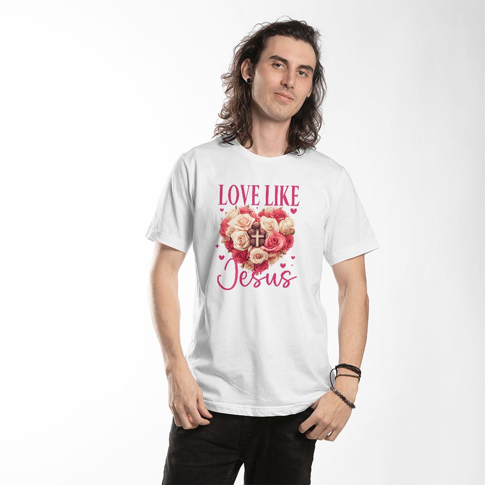 1 John 4:19 Love Like Jesus – Floral Heart Design