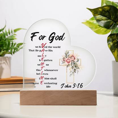 John 3:16 Valentine Heart plaque